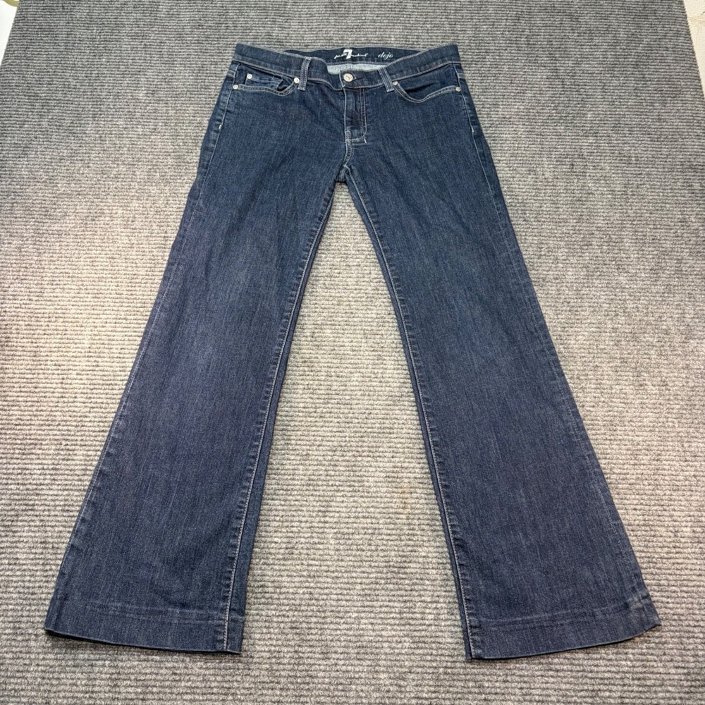 7 For All Mankind Dojo Dark Wash Flare Jeans Crystal Pocket Size 29